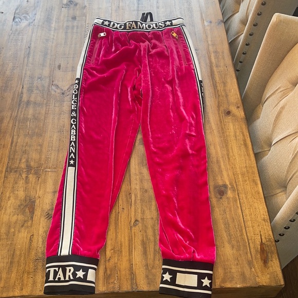DOLCE & GABBANA Pink Velour Jogger Pants - Picture 2 of 6